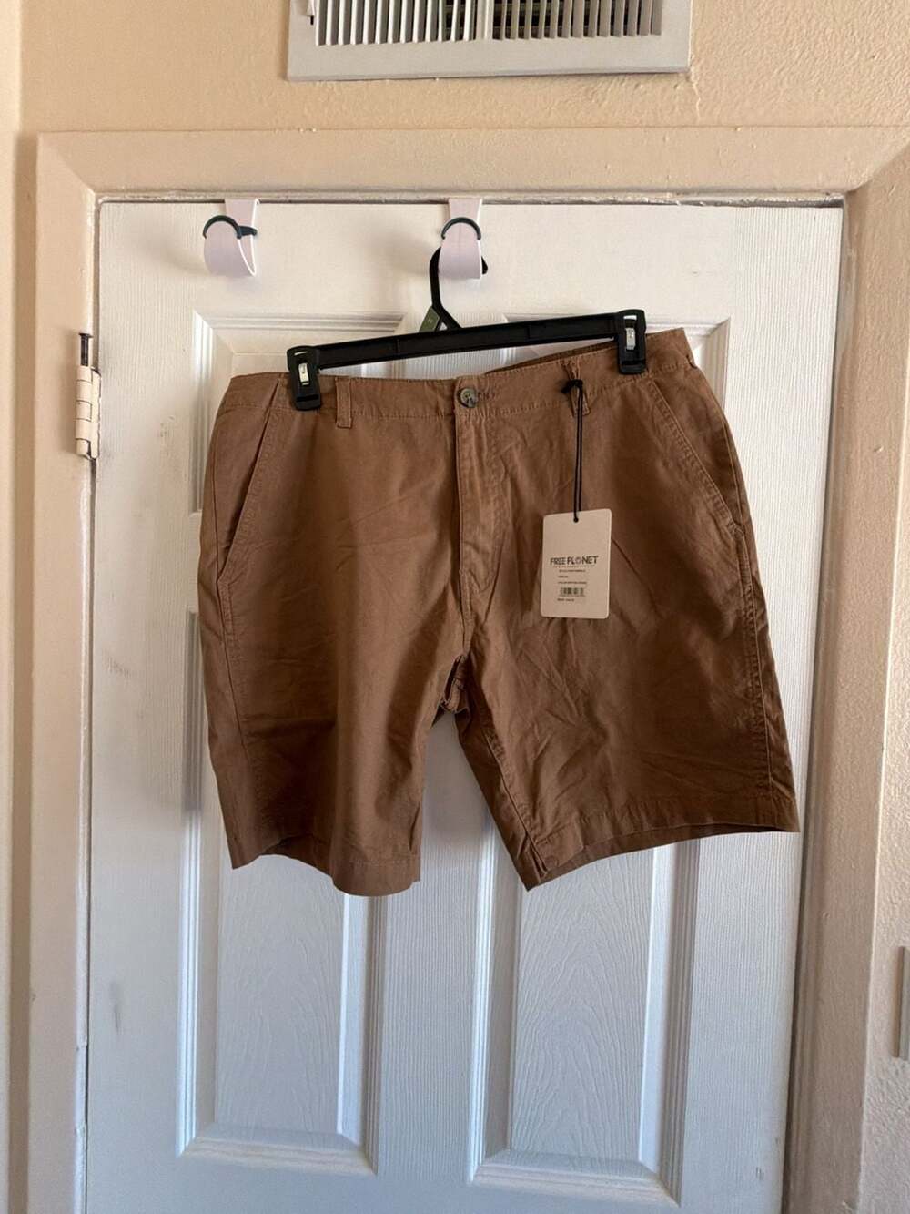 Free Planet Men's Stretch Cotton Flat Front Chino Shorts #SOU1110-E